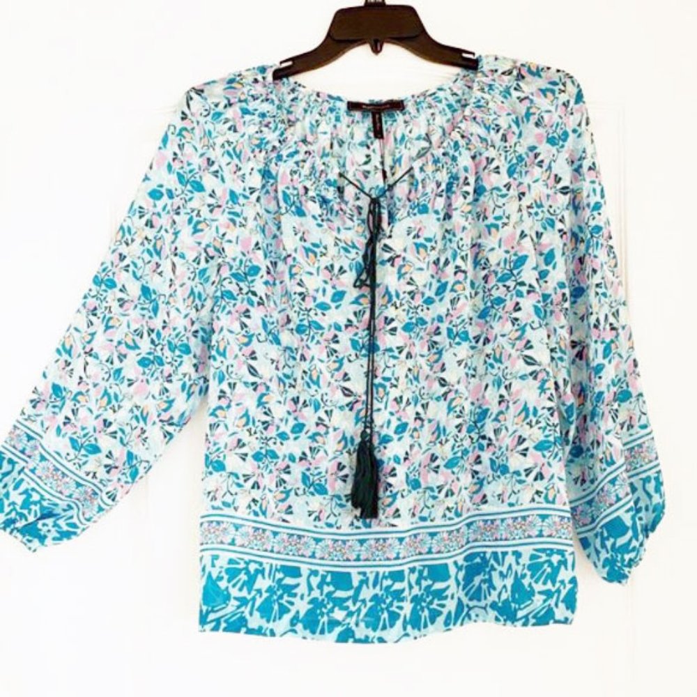 BCBGMAXAZRIA Aqua Combo Print Long Sleeve Darlynne